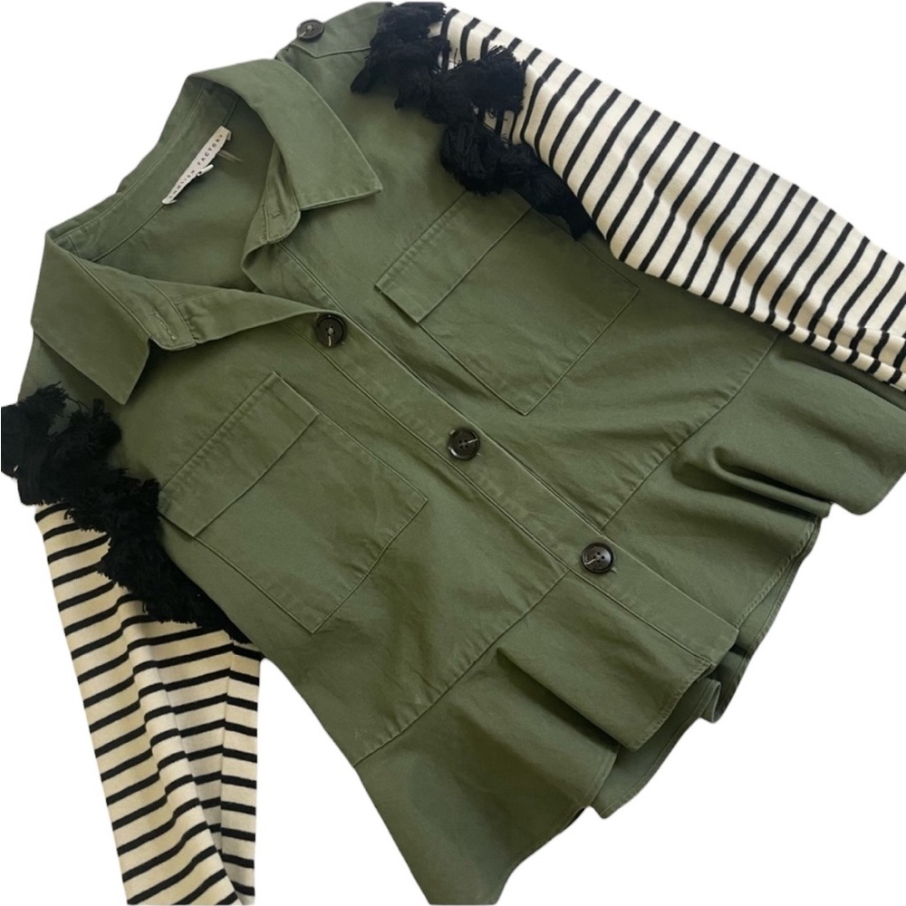 English Factory Green Utility Jacket with Ruffle Detail - Picture 3 of 8